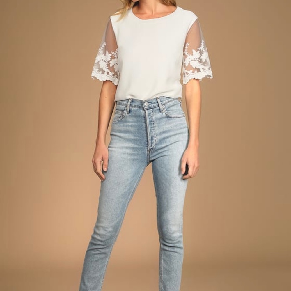 LuLus Lace Sleeve Top
